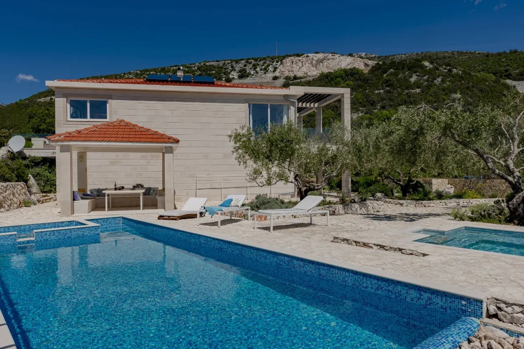 Seaside Stone Villa with Heated Pool, Slano