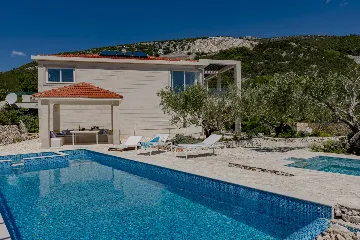 Seaside Stone Villa with Heated Pool, Slano
