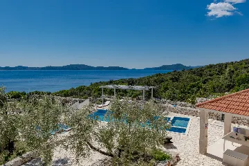 Seaside Stone Villa with Heated Pool, Slano
