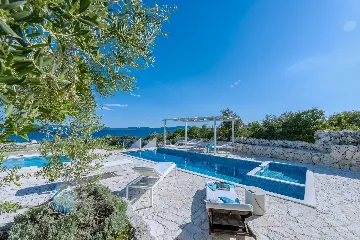 Seaside Stone Villa with Heated Pool, Slano