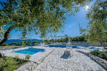 Seaside Stone Villa with Heated Pool, Slano