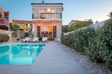 Stone Villa with Pool and Sea View Murter