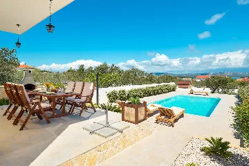 Stone Villa with Pool and Sea View Murter