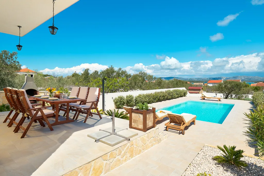 Stone Villa with Pool and Sea View Murter