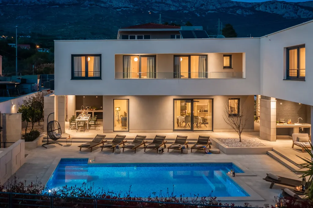 Contemporary Villa Retreat with Heated Pool, Kaštel Sućurac