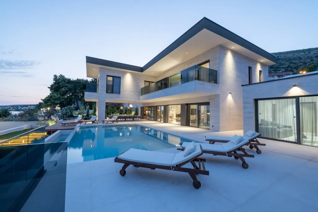 Seafront Villa Retreat with Pool in Seget Donji