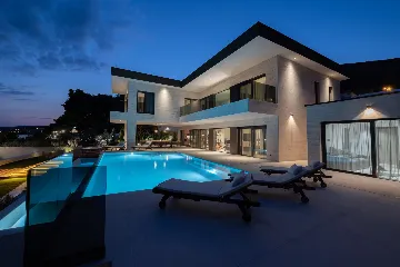 Seafront Villa Retreat with Pool in Seget Donji