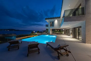 Seafront Villa Retreat with Pool in Seget Donji