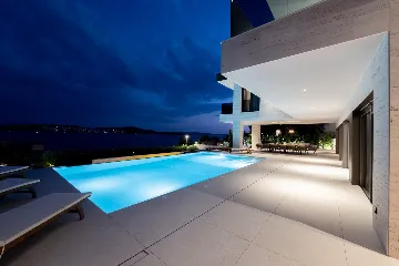 Seafront Villa Retreat with Pool in Seget Donji