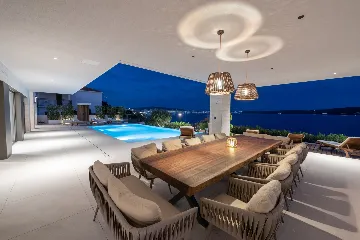 Seafront Villa Retreat with Pool in Seget Donji