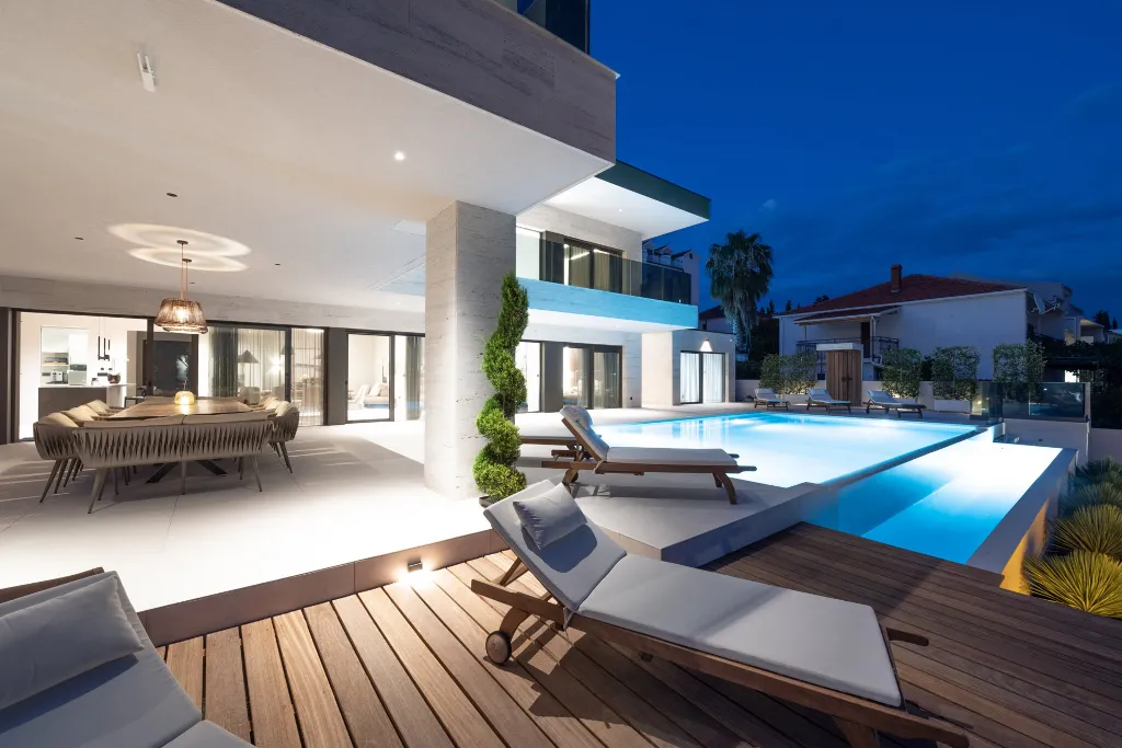 Seafront Villa Retreat with Pool in Seget Donji