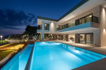 Seafront Villa Retreat with Pool in Seget Donji