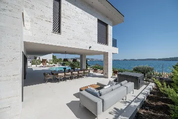 Seafront Villa Retreat with Pool in Seget Donji