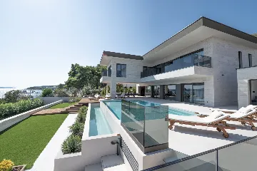 Seafront Villa Retreat with Pool in Seget Donji