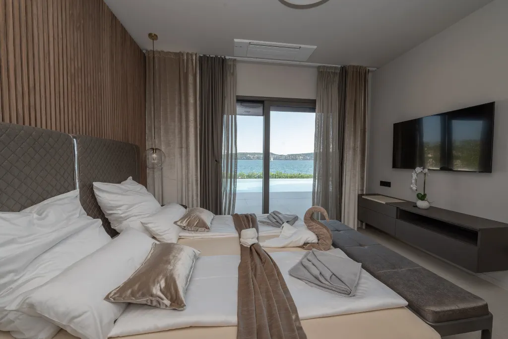 Seafront Villa Retreat with Pool in Seget Donji