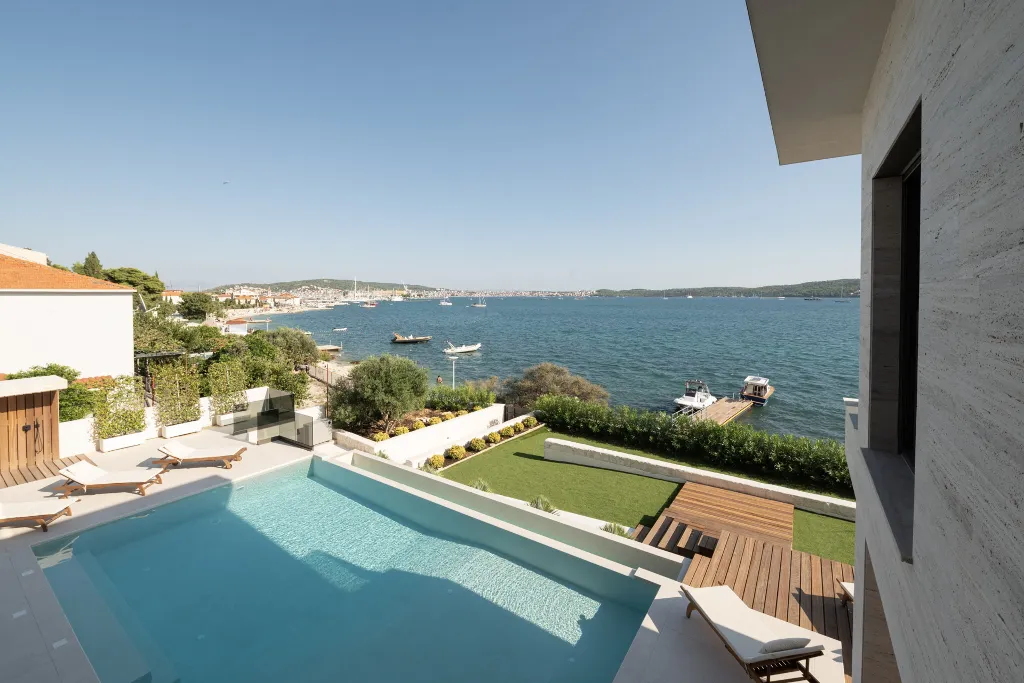 Seafront Villa Retreat with Pool in Seget Donji