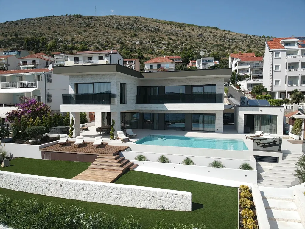 Seafront Villa Retreat with Pool in Seget Donji