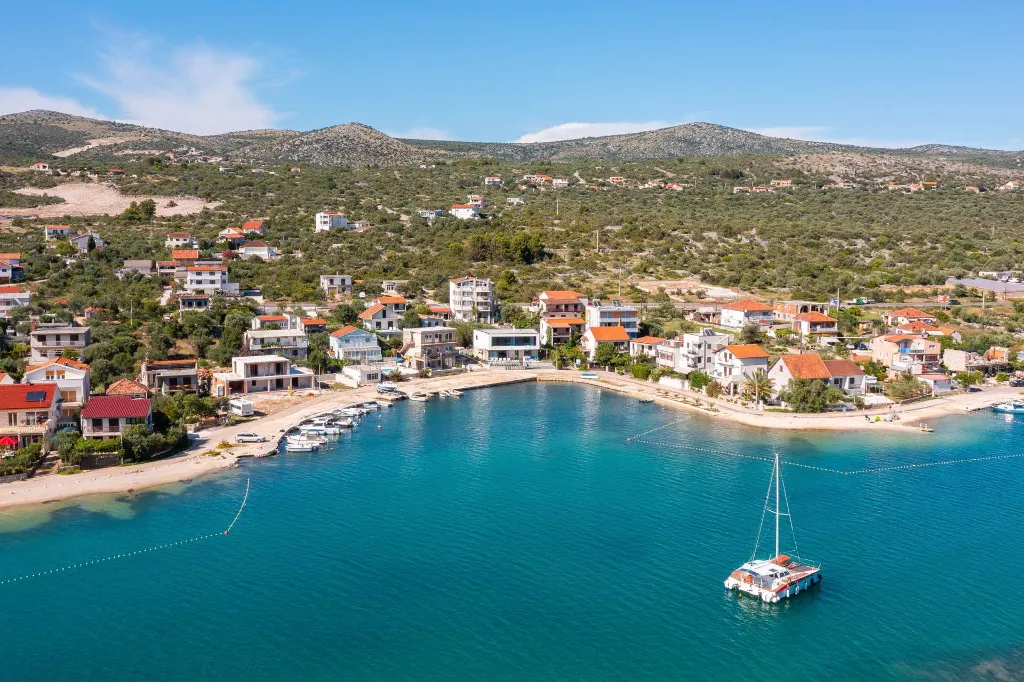 Contemporary Beachfront Villa with Pool in Rogoznica