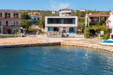 Contemporary Beachfront Villa with Pool in Rogoznica