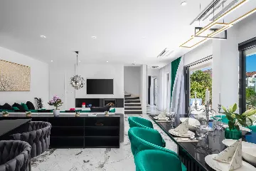 Contemporary Beachfront Villa with Pool in Rogoznica