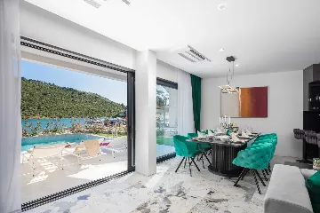 Contemporary Beachfront Villa with Pool in Rogoznica