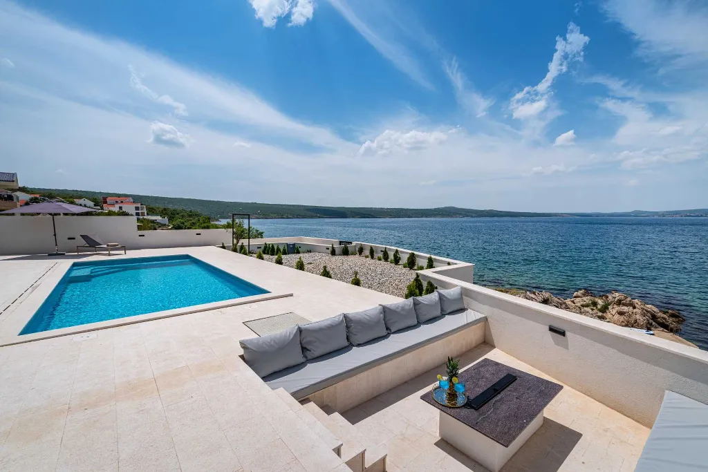 Beachfront Villa Retreat with Pool in Novigrad