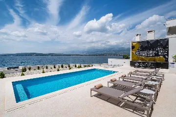 Beachfront Villa Retreat with Pool in Novigrad