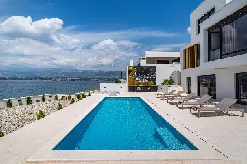 Beachfront Villa Retreat with Pool in Novigrad