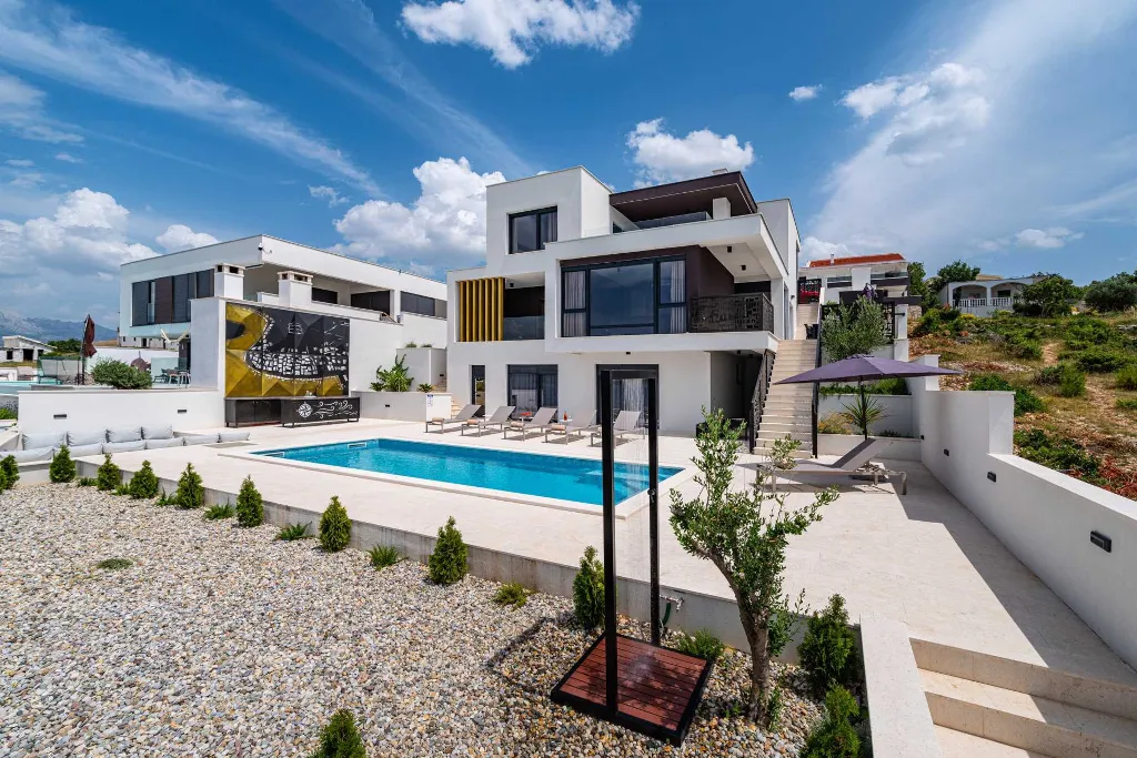 Beachfront Villa Retreat with Pool in Novigrad