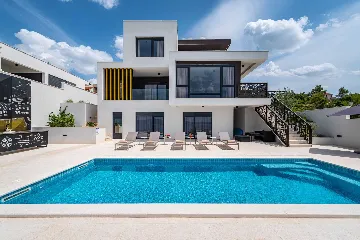 Beachfront Villa Retreat with Pool in Novigrad
