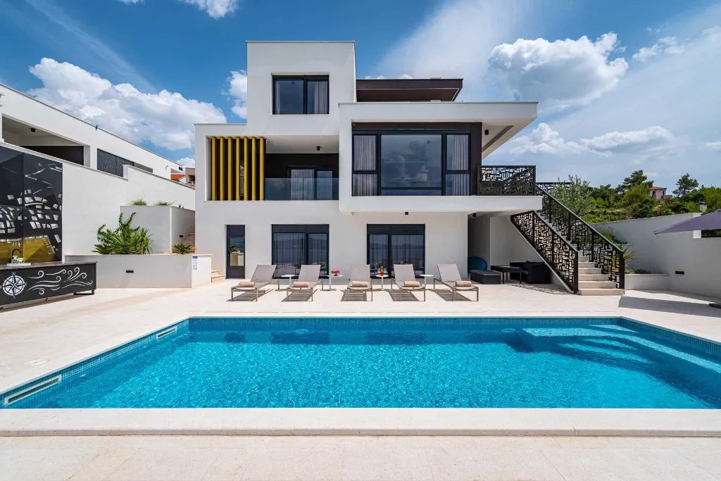 Beachfront Villa Retreat with Pool in Novigrad