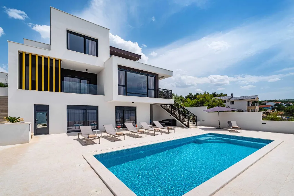 Beachfront Villa Retreat with Pool in Novigrad
