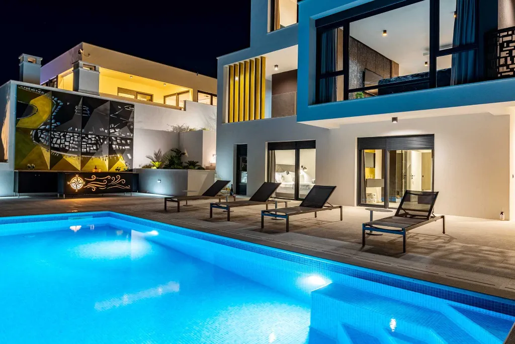Beachfront Villa Retreat with Pool in Novigrad