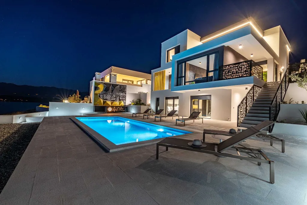 Beachfront Villa Retreat with Pool in Novigrad