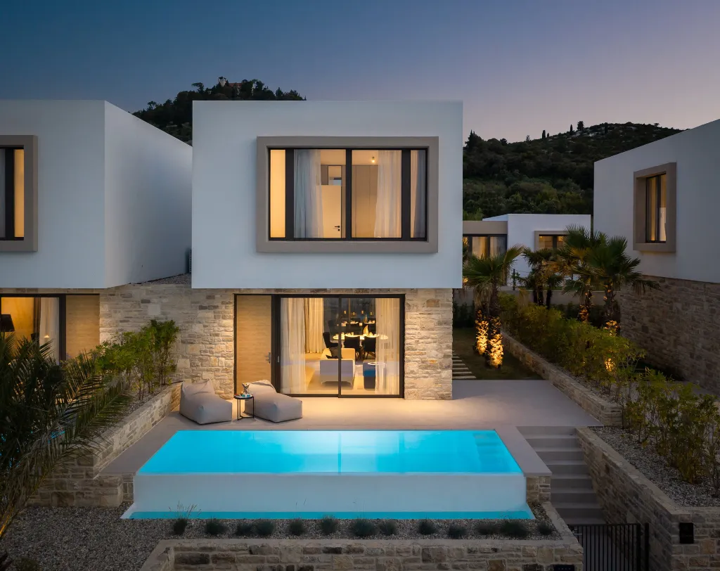 Modern Poolside Villa with Beach Access in Tkon