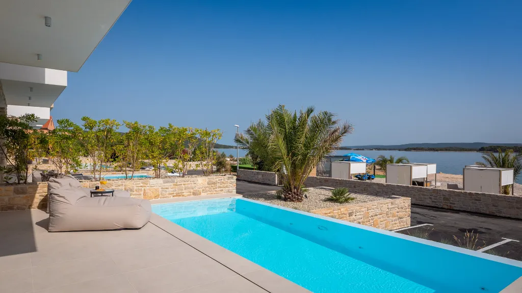Modern Beachfront Villa with Private Pool in Tkon
