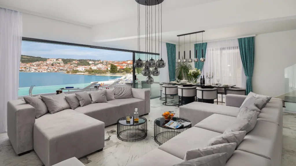 Contemporary Seafront Villa with Private Pool in Okrug Gornji