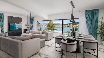 Contemporary Seafront Villa with Private Pool in Okrug Gornji