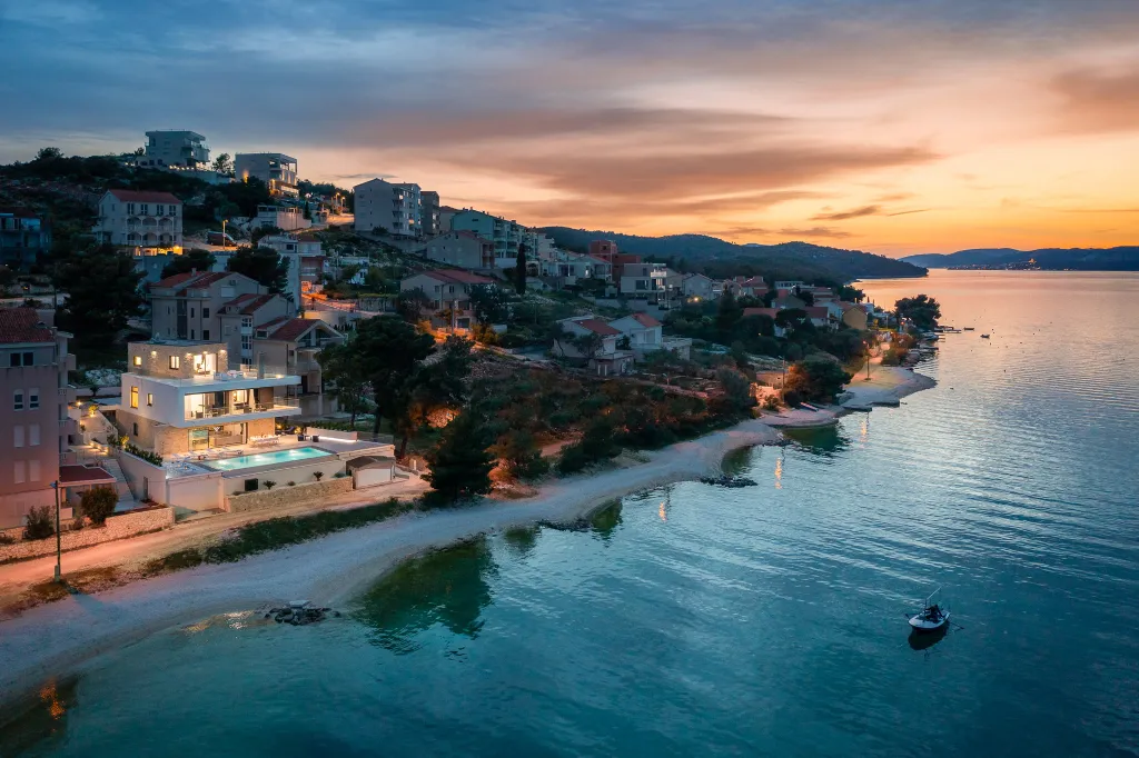Contemporary Seafront Villa with Private Pool in Okrug Gornji