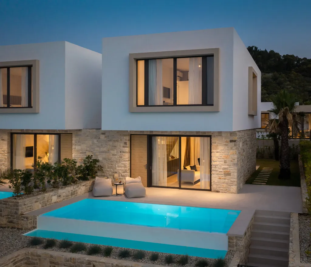 Beachfront Family Villa with Pool in Tkon