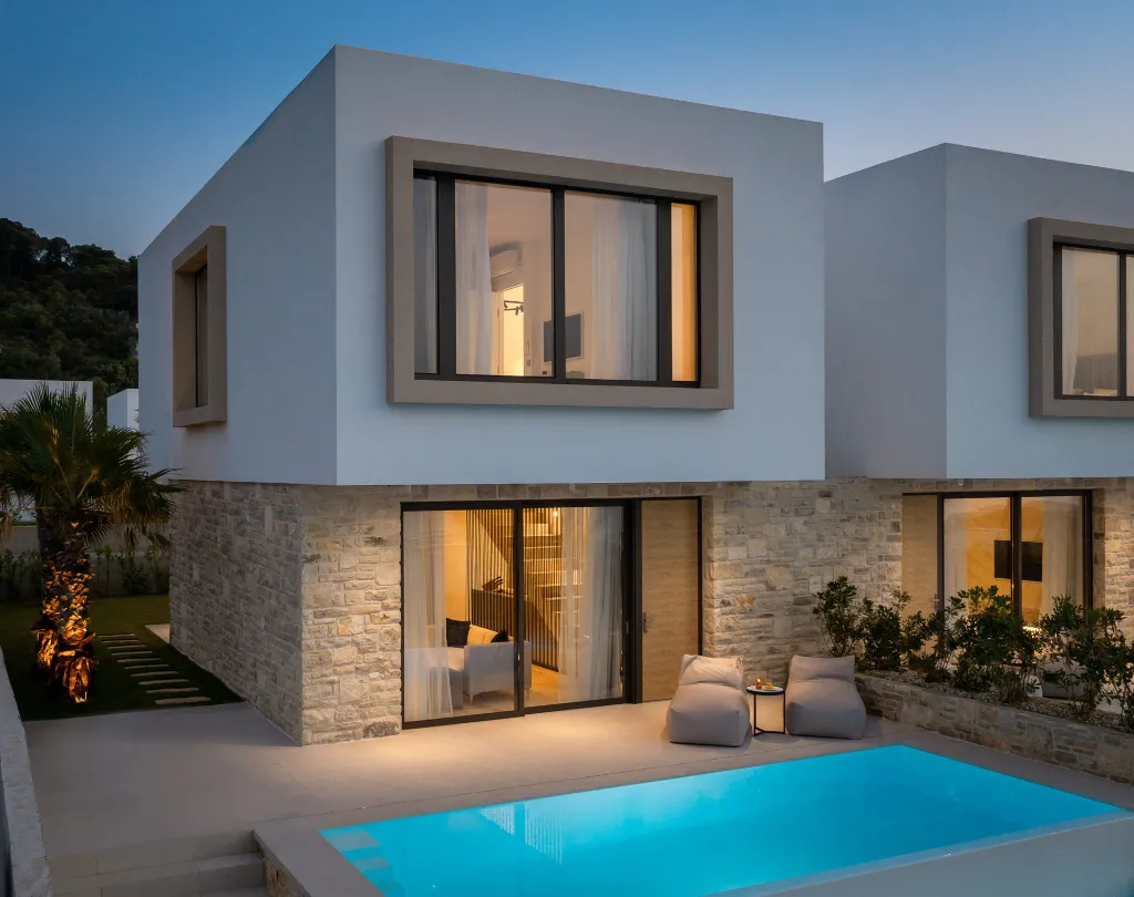 Beachfront Family Villa with Pool in Tkon