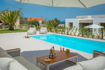 Modern Seaside Villa with Pool, Tkon