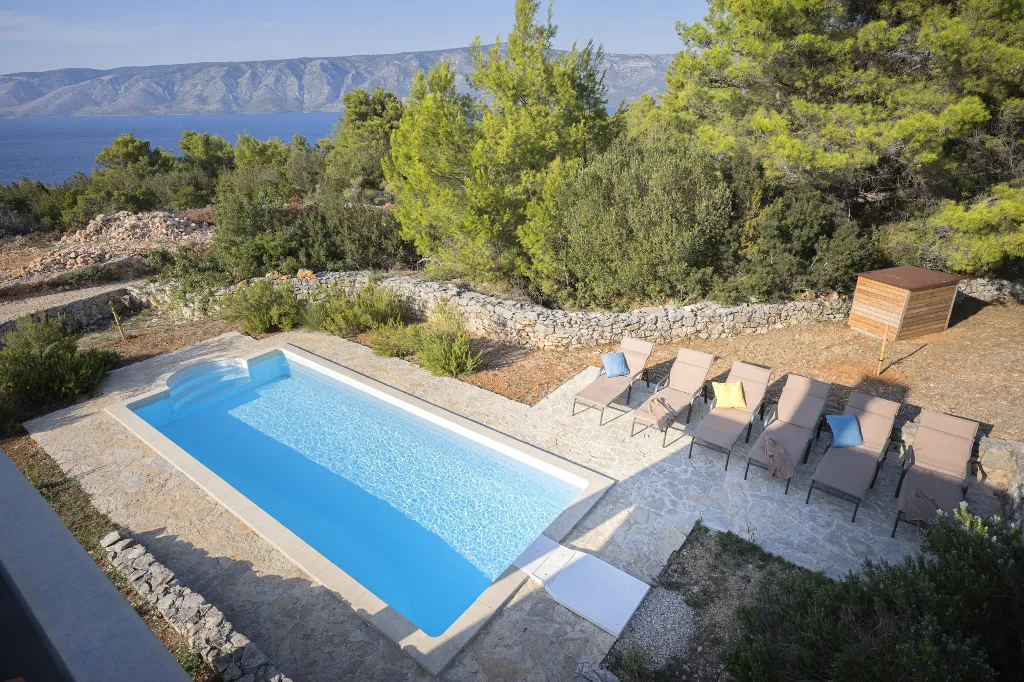 Poolside Stone Villa with Terrace in Stari Grad