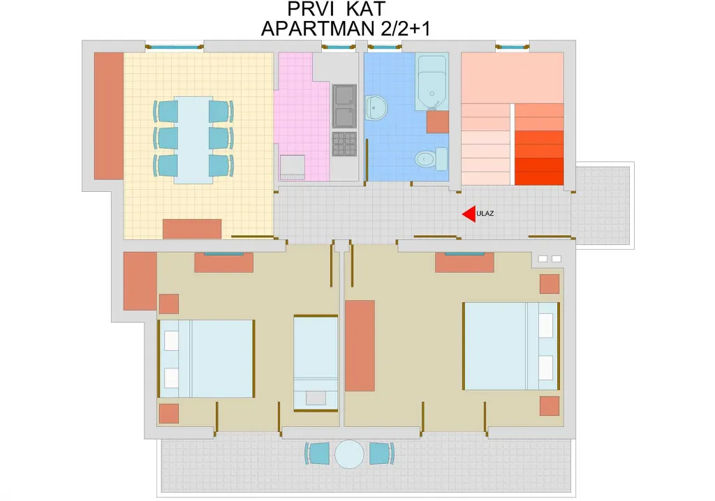 Apartments "J&R Babara" - Apartment with 2 bedrooms and a balcony