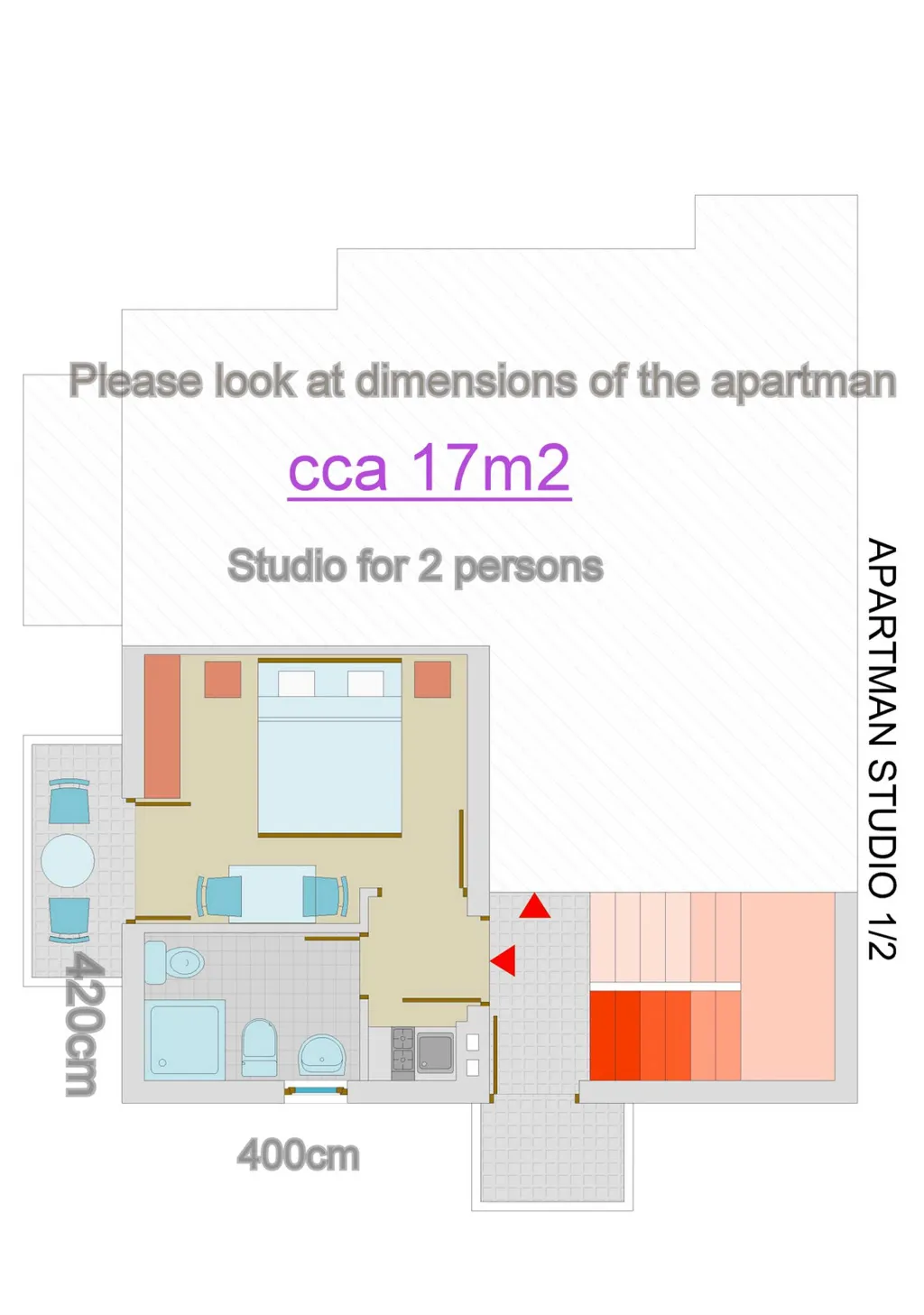 Apartments "J&R Babara" - Small studio with a balcony
