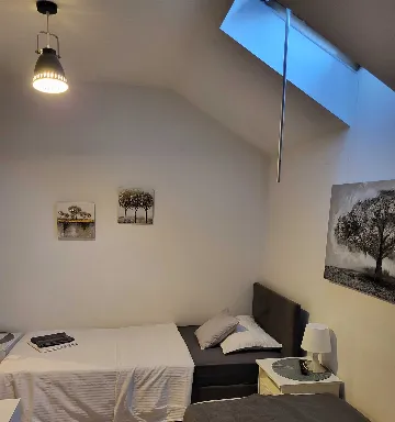 Room with Two Beds and Roof Window in Zagreb