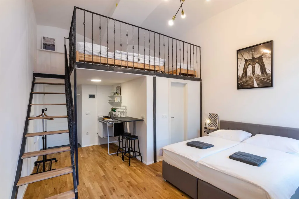 Duplex Studio with Gallery Bedroom in Ljubljana